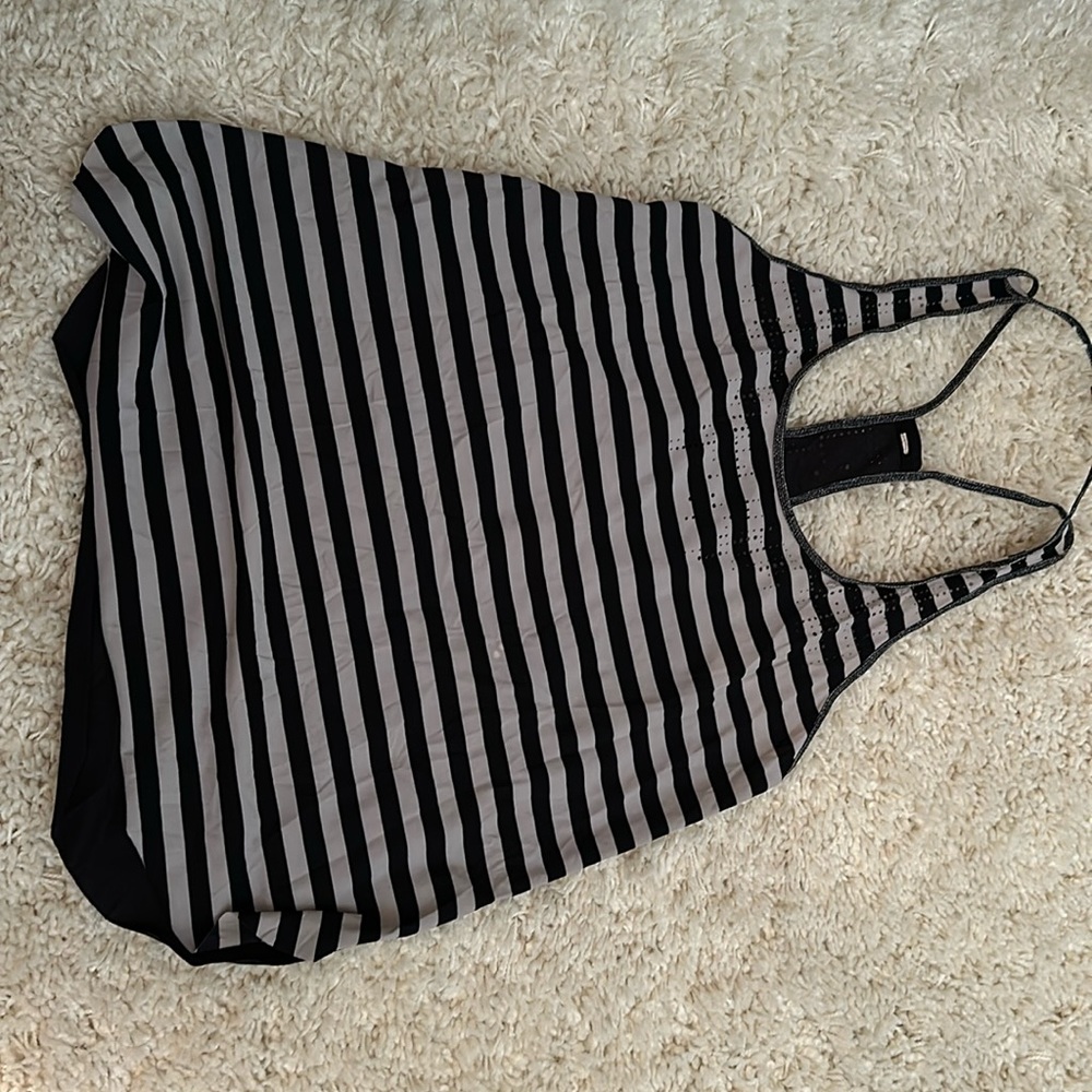 lululemon tank top, striped front with eyelet detailing. size 6